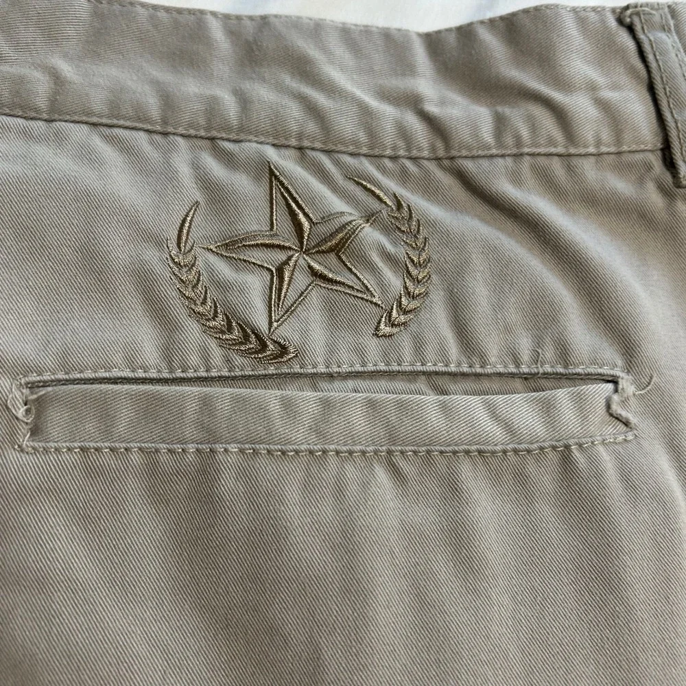 Y2K No Fear Mens Khaki Chino Shorts Embroidered Logo Skate Casual Tan Size 40